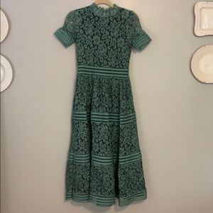 Green Lace Midi Cocktail Dress Size Small NWOT